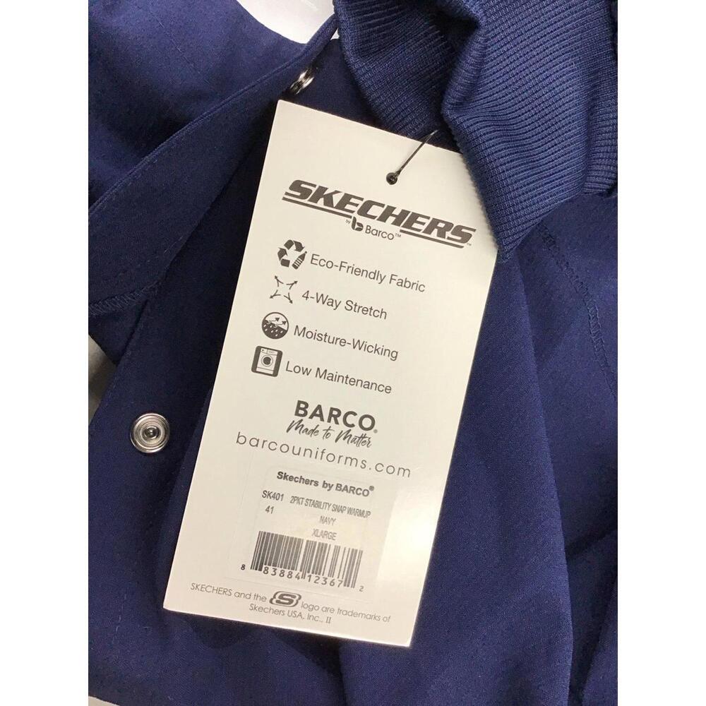 Skechers barco scrub jacket XL snap button warm up navy stretch new jcp - Picture 4 of 5
